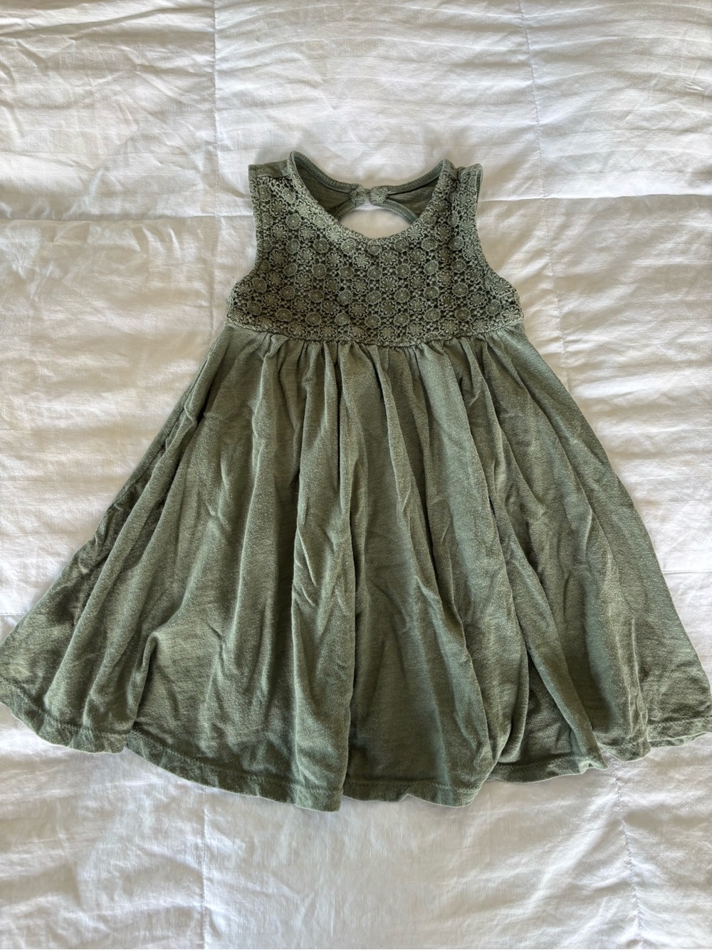 Old Navy Girls Green Sleeveless Lace A-Line Dress 4T Knee Length Keyhole Back